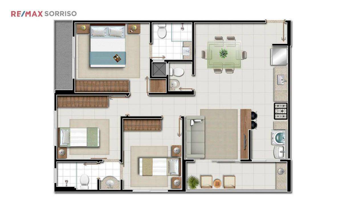 Apartamento à venda com 3 quartos, 74m² - Foto 1